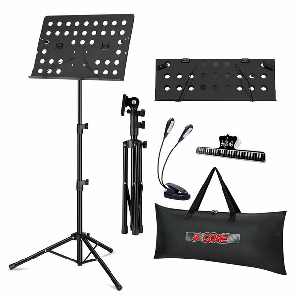 5 Core 5 Core Sheet Music Stand - Heavy Duty Portable Foldable Music Note Holder - Height Adjustable Tripod MUS FLD HD ACC